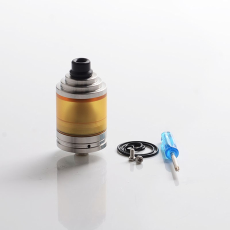 SXK Small Blind Style MTL RTA Rebuildable Tank Vape Atomizer - Silver, 316 Stainless Steel + PEI, 22mm Diameter, 2.0ml