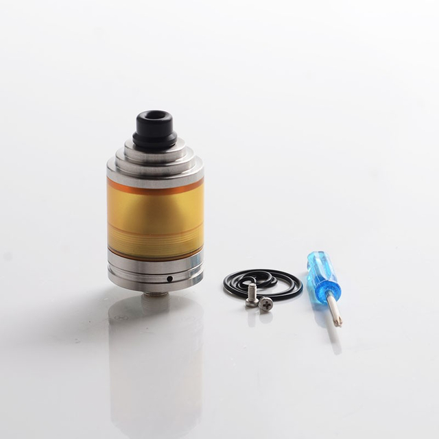 SXK Small Blind Style MTL RTA Rebuildable Tank Vape Atomizer - Silver, 316 Stainless Steel + PEI, 22mm Diameter, 2.0ml