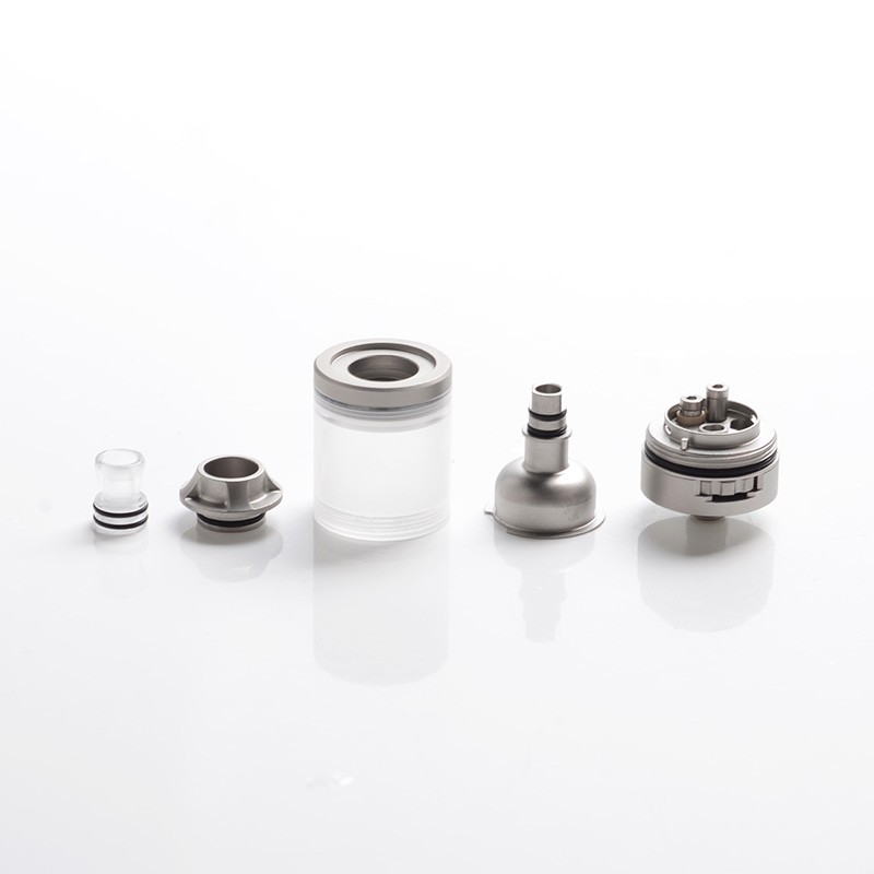 Vapeasy Roulette Style MTL / DL RTA Rebuildable Tank Vape Atomizer - Silver, Stainless Steel, 3.5ml, 22mm Diameter