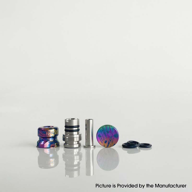 Rekavape Mission XV Mini Nuke V2 Style Integrated Drip Tip & Fire Button Set – Titanium + Stainless Steel, Compatible with dotMod dotAIO V2 Pod