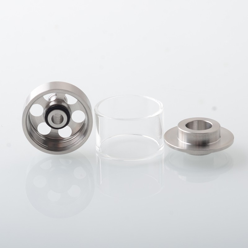 Empire V Style RTA Replacement Glass Tank Tube Kit – Blank / Knurled Surface, Stainless Steel Base, Transparent