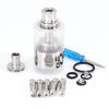 SXK Bastard V2 Style RTA – 3.5ml Rebuildable Tank Atomizer, Silver, 316 Stainless Steel + Acrylic, 22mm, 6 Air Pins Included