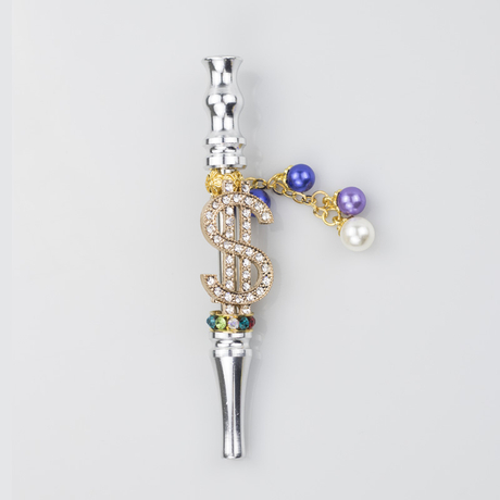 Metal Rhinestone Hookah Nozzle, Dollar Sign Style Cigarette Holder