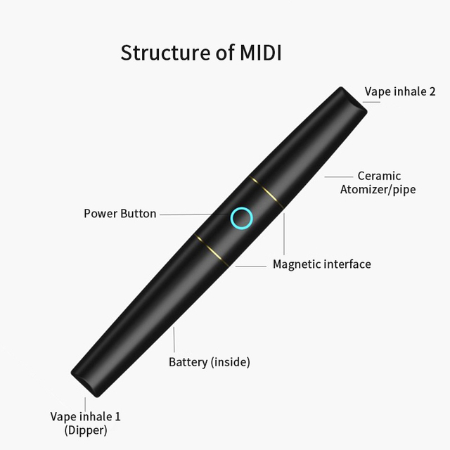 MIDI 3-in-1 Dipper and Dab Fit For 510 Thread Vaporizer Wax Pen