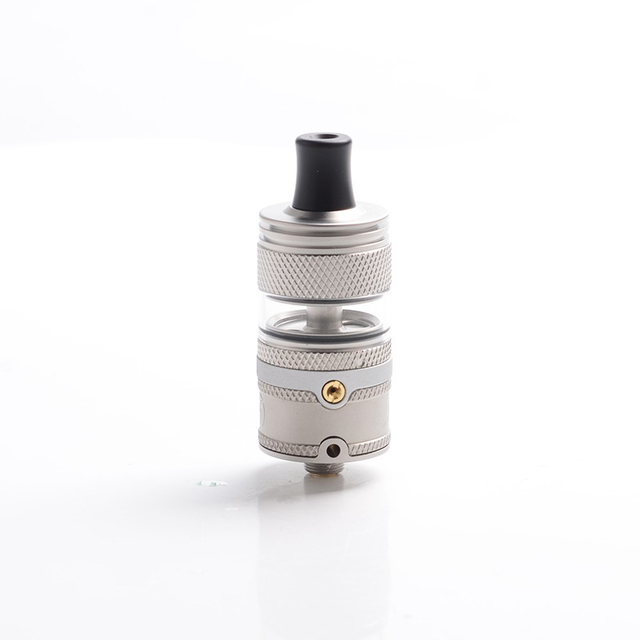 Authentic Auguse era mtl RTA Atomizer tangki yang dapat dibangun kembali - matte perak, baja tahan karat + kaca, 3ml, diameter 22mm