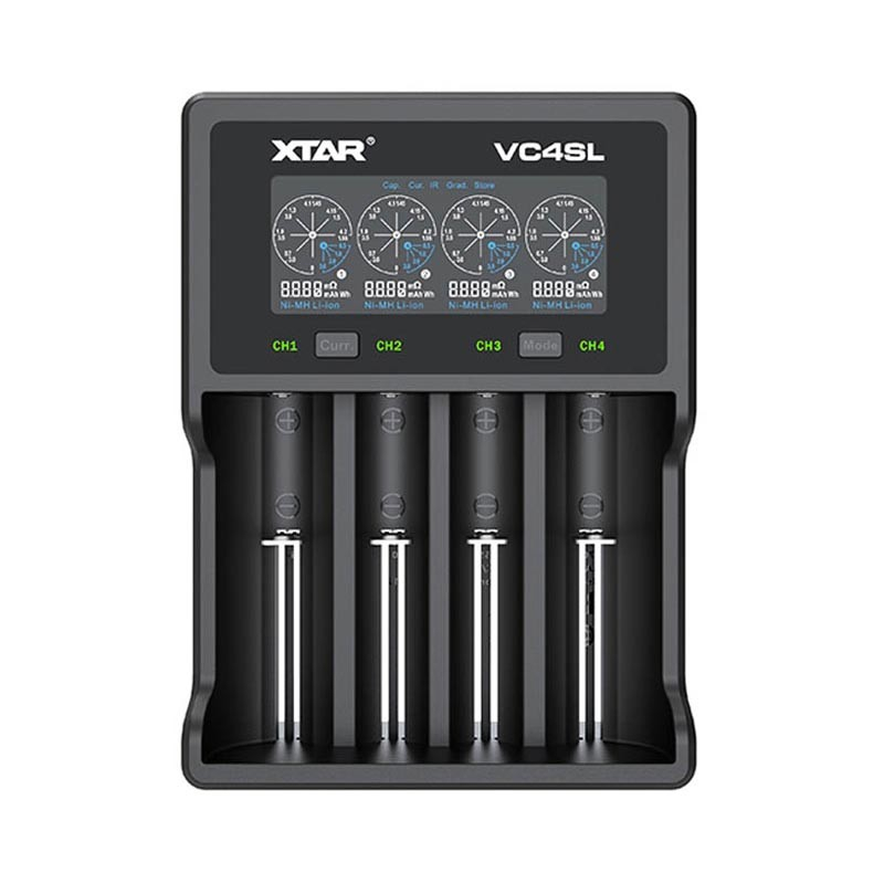 Pengisi daya XTAR VC4SL Authentic untuk Baterai NIMH / NICD / 21700 4-Slot, QC 3.0 USB Type-C