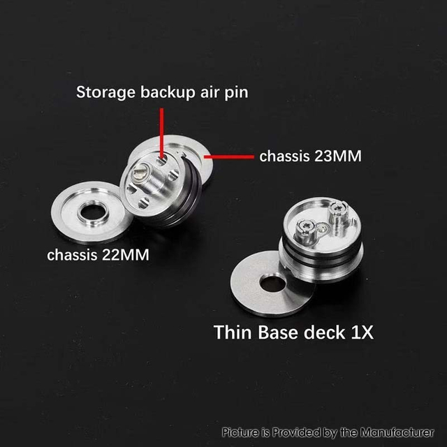 YFTK Deck de base mince V3 23 mm pour Flash e-Vapor V4.5S+ / V4.5 Style RTA – Acier inoxydable argenté