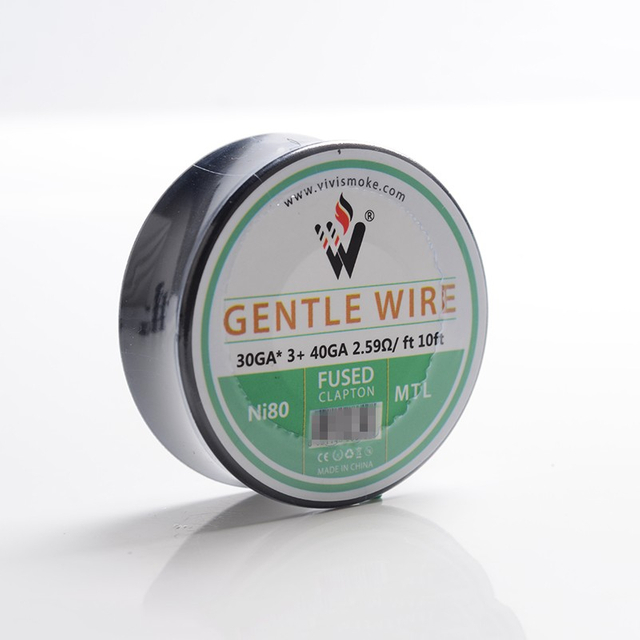 Authentic Vivismoke Gentle Fused Clapton MTL Ni80 Heating Wire - Silver, 30GA x 3 + 40GA, 2.59ohm / ft, 10ft (3 Meters)