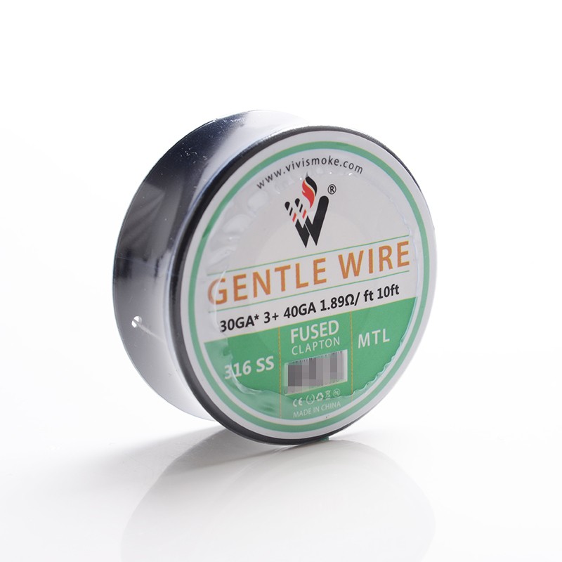 Authentic Vivismoke Gentle Fused Clapton MTL 316SS Heating Wire - Silver, 30GA x 3 + 40GA, 1.89ohm / ft, 10ft (3 Meters)