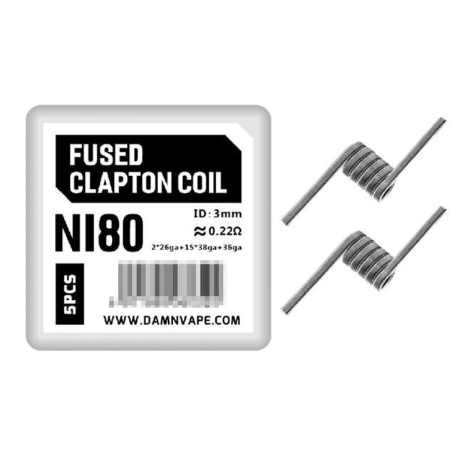 Authentic Damn Vape Mongrel Fused Clapton Coils - Ni80, 0.22ohm, 2 x 26GA + 15 x 38GA + 36GA (5 PCS)