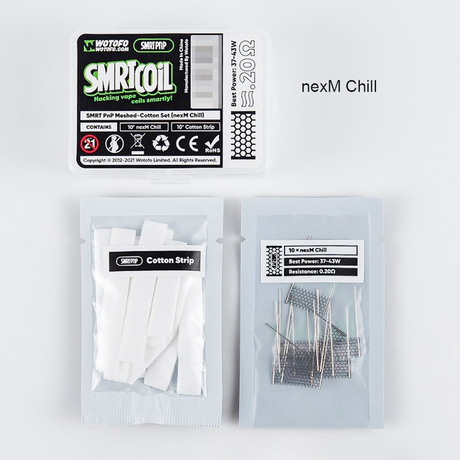 Wotofo SMRT Pod System Starter Kit / Pod Cartridge Replacement PnP nexM Chill Mesh + Cotton Strip - (10 PCS)