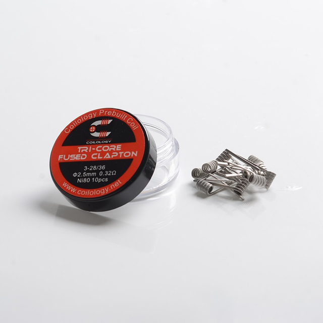 Coilology Tri-Core Fused Clapton Prebuilt Coil for RTA / RDA Vape Atomizer - Ni80, 3-28 / 36GA, 0.32ohm (10 PCS)