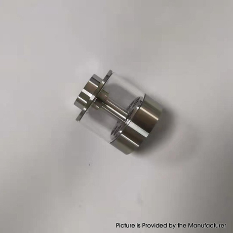 YFTK Flash e-Vapor V4.5S+ Style RTA Replacement Glass Bell Cap + Chimney - Silver, 3.5ml, Stainless Steel (1 PC)