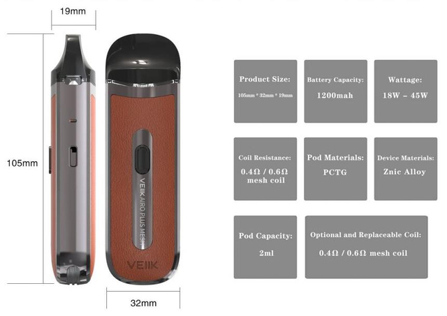  VEIIK Airo Plus Kit 1200mAh 20W 2ml pod system kit
