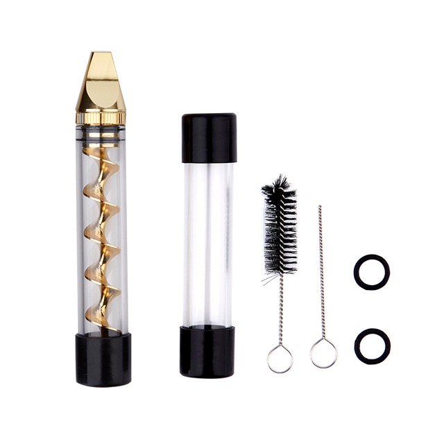 Twisty glass blunt New pipe flat mouthpiece dry herb vape pen-Silver