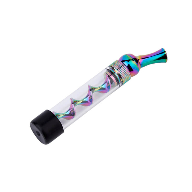 Dry Herb Vape Kit Blunt 7PMINI Twisty Glass Bubbler Smoking Pipe-Rainbow