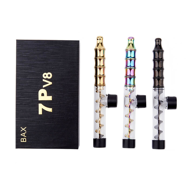 Dry Herb Vape Kit Blunt 7PV8 Twisty Glass Smoking Pipe-Gold