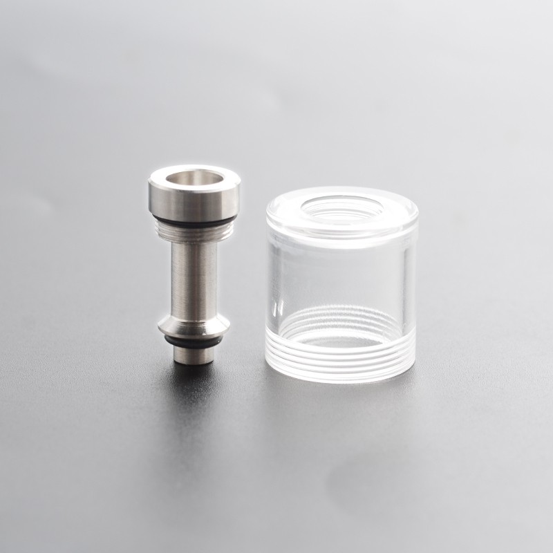 Steam Tuners Style Bell Cap + Chimney for Flash E-Vapor V4.5 Style RTA Tank - Transparent, PC + SS, 23mm Diameter