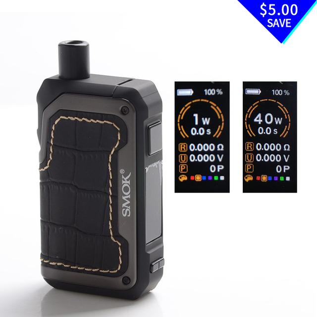 Authentic SMOK Tech SMOK Sistem Pod VW 1600W 1600MAH Vape Starter Kit - Matte Gun Metal, 1 ~ 40W, 5.5ml, Edisi Standar