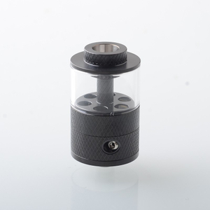 Empire V Style RTA Rebuildable Tank Atomizer – Knurling Surface / Blank Surface, Silver / Black, 23mm Diameter