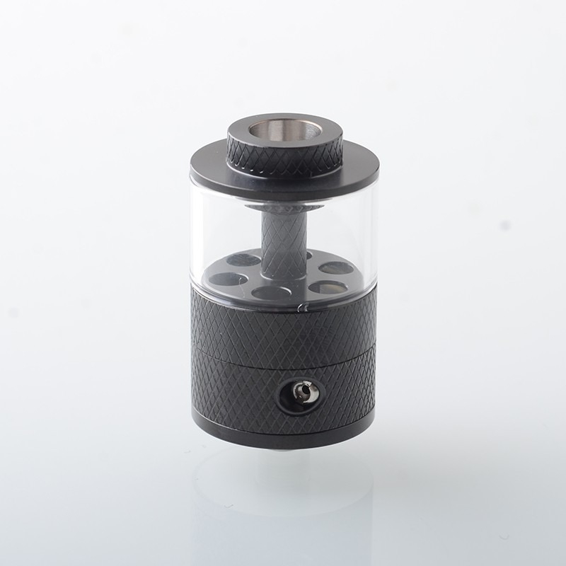 Empire V Style RTA Rebuildable Tank Atomizer – Knurling Surface / Blank Surface, Silver / Black, 23mm Diameter
