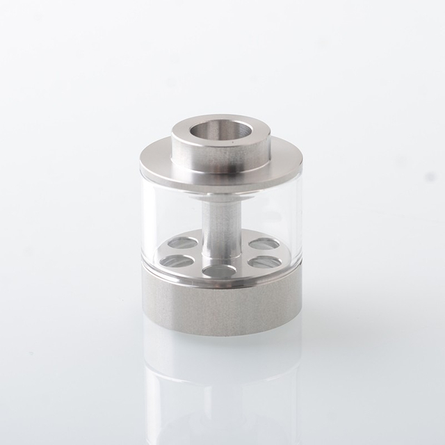 Empire v Style RTA Kit Tabung Tangki Kaca Penggantian - Permukaan Kosong / Knurled, Basis Stainless Steel, Transparan