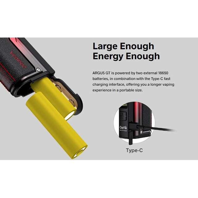 Authentic VOOPOO Argus GT 160W TC VW Variable Wattage Vape Box Mod, 5~160W, 2 x 18650