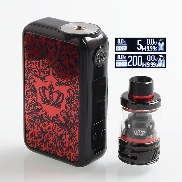 Authentic Uwell Crown 4 IV 200W TC VW Variable Wattage Box Mod + Crown 4 IV Tank Kit - Red, 5~200W, 2 x 18650, 6ml