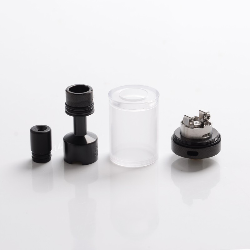 Authentic Auguse V1.5 MTL RTA Rebuildable Tank Vape Atomizer w/ 5 Airflow Inserts - Black, Stainless Steel, 4ml, 22mm Diameter