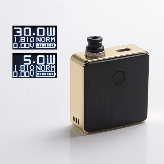 Authentic SXK Bantam Revision 30W VW Variabel Wattage Vape Box Mod Kit W/O 18350 - Pelapisan Emas, 5 ~ 30W, 1 x 18350, Sevo -30