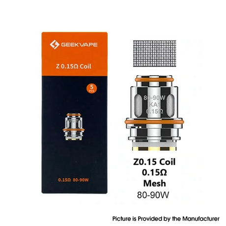 Authentic GeekVape Z Series Coil for Z (Zeus) Sub Ohm Tank, Obelisk Tank, Obelisk 120FC Kit / 200 kit - 0.15ohm/0.25ohm (5 PCS)