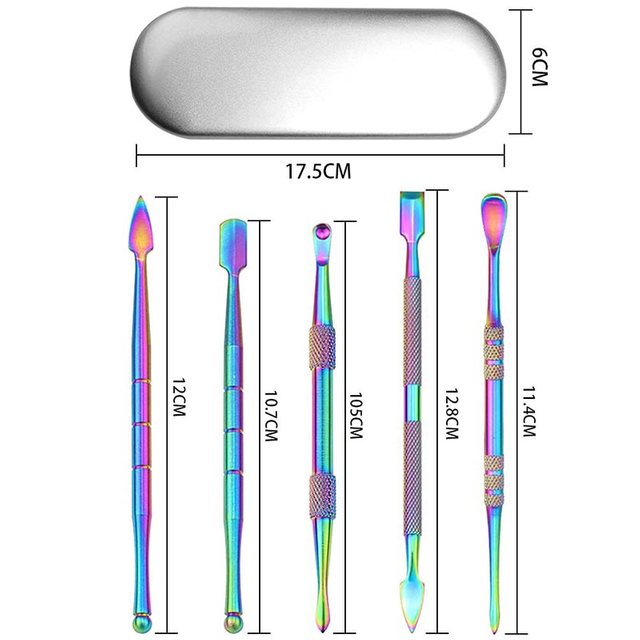 6-Piece Stainless Steel Wax Scoop & Carving Tool Set – Multi-Purpose Dabber, Pipe Cleaner, And Sculpting Kit with Silicone Accessories