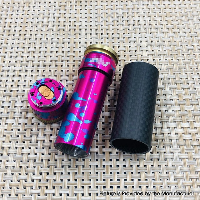 AV Able Style Vape Mechanical Mod - Pink + Blue + Purple + Black, Brass + Aluminum + Carbon Fiber, 1 x 18650