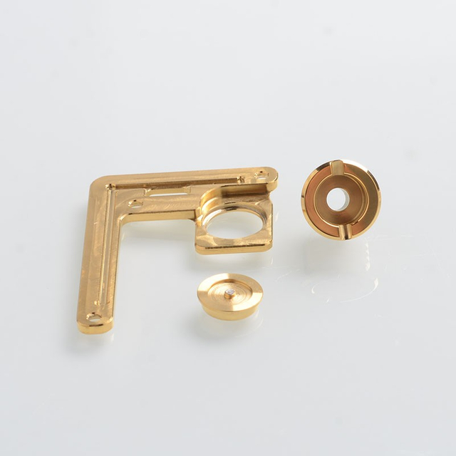 SXK 510 Connector + Button + Button Plate Set for SXK Bantam BB Mini Box Mod Kit - Gold, Stainless Steel (3 PCS)
