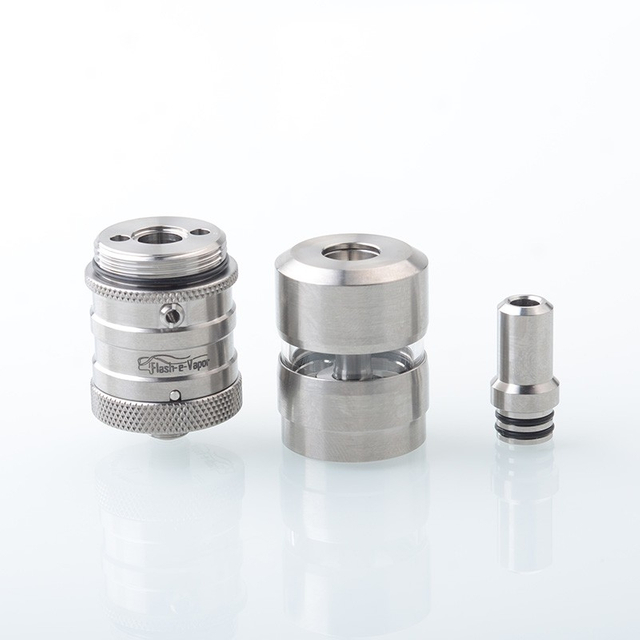 YFTK Flash e-Vapor V4.5S+ RTA Rebuildable Tank Vape Atomizer Titanium Alloy + Glass, 4.5ml, 23mm Diameter