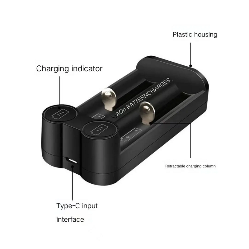 Universal Vape Battery Charger for 18650 21700 26650 18350- Smart Dual Slot 3.7V Fast Charge Station