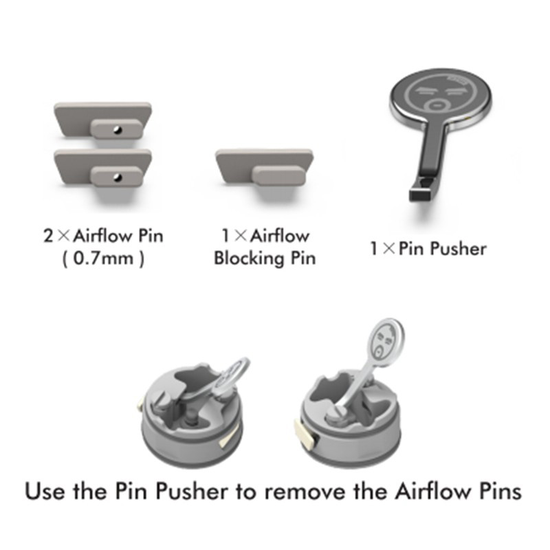 BP Mods Bushido V3 RDA Replacement Air Pin Kit - 2 x Airflow Pin, 1x Airflow Blocking Pin, 1 x Pin Pusher