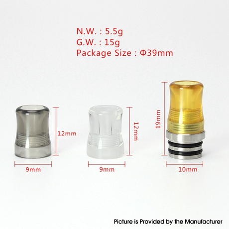 SXK 415 Style 510 Drip Tip Set for RBA / RTA / RDA Vape Atomizer - 1 x Drip Tip Base, 1 x PEI Mouthpiece, 2 x PC Mouthpiece