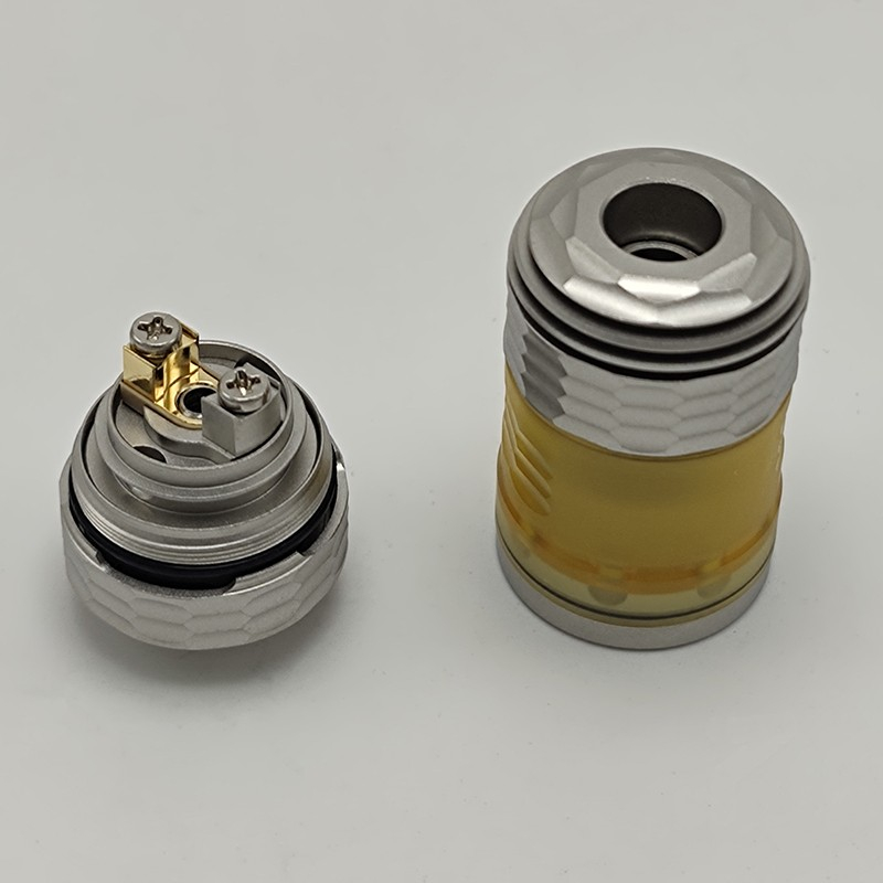 Coppervape Hussar Le style final RTA Rebuilable Tank Vape Vape Atomizer -Silver Satined, 316SS + PEI, 3,0 ml, 22 mm de diamètre