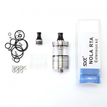 SXK nola style RTA再構築可能なアトマイザー - 銀、3.2ml、8pcsエアピン22mm直径