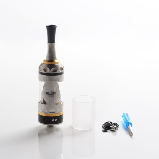 Vapeasy Fire Bird Style RTA Rebuildable Tank Vape Atomizer - Silver + Golden, 316 Stainless Steel + Glass, 5.0mL, 22mm Diameter