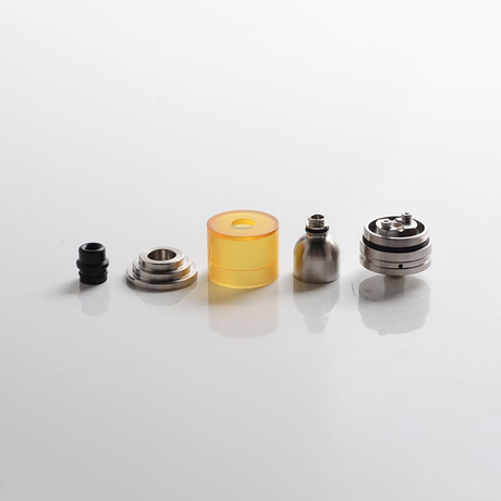 SXK Small Blind Style MTL RTA Rebuildable Tank Vape Atomizer - Silver, 316 Stainless Steel + PEI, 22mm Diameter, 2.0ml