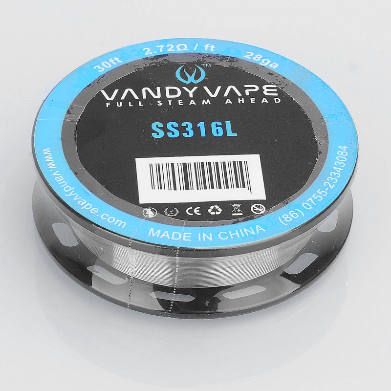 Authentic Vandy Vape SS316L Heating Resistance Wire - 28GA, 2.72 Ohm / Ft, 10m (30 Feet)