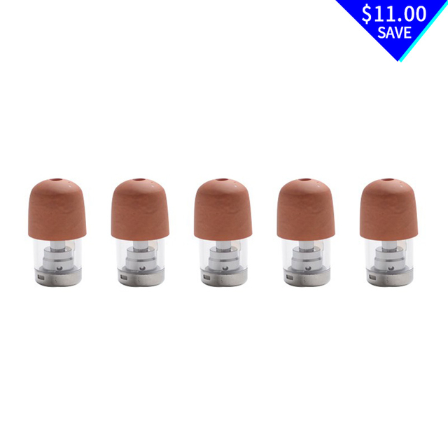 Authentic QUIZZ E-cigar Pod System Vape Kit Replacement Cartridge w/ 1.8ohm Cotton Coil - Brown + Transparent, 1.2ml (5 PCS)