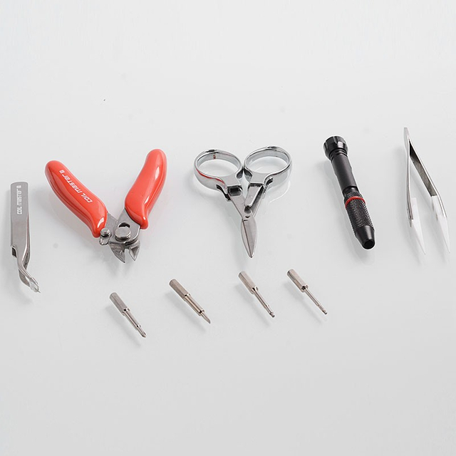 Authentic Coil Master DIY Kit Mini V2 for E-Cigarette Coil Building - Tweezers + Pliers + Scissors + Screwdriver + Coiling Rods