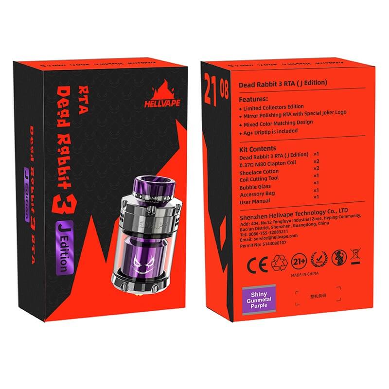 Authentic Hellvape Dead Rabbit 3 RTA Joker Edition – 5.5ml, 25mm Rebuildable Tank Atomizer