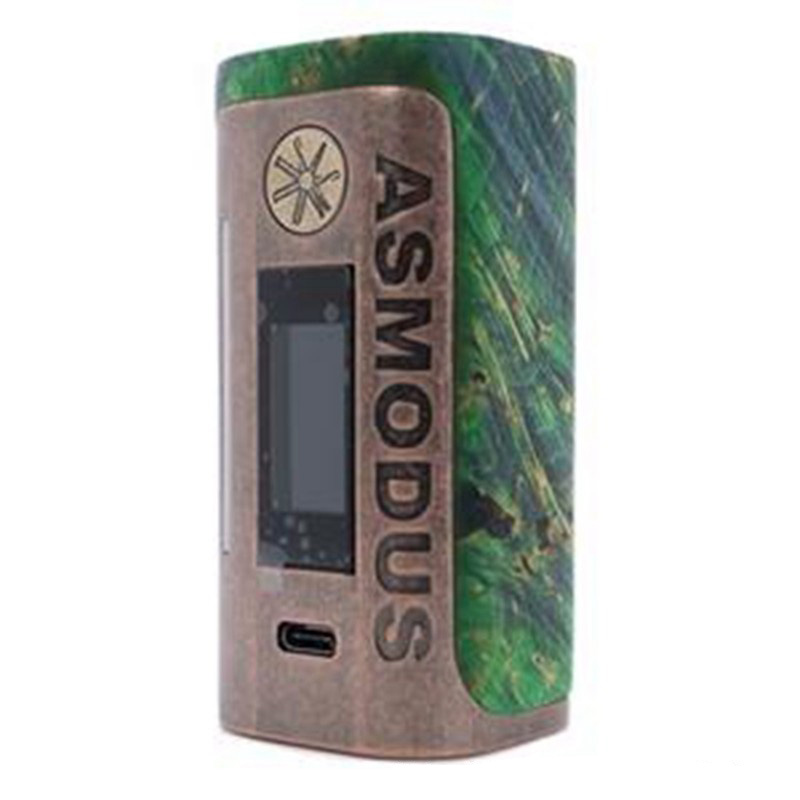 asMODus Lustro 200W Stabilized Wood Box Mod Brass Relic Edition, 5~200W, 2 x 18650, Stabilized Wood + Brass