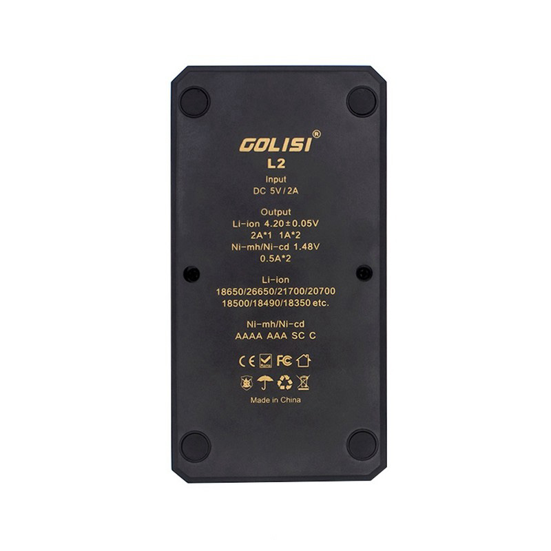 Authentic Golisi L2 2A Smart USB Charger with LCD Screen for 18650 / 26650/ 21700 Battery, Dual-Slot