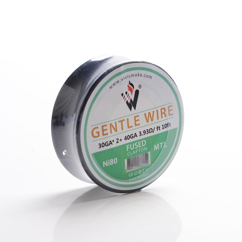Authentic Vivismoke Gentle Fused Clapton MTL Ni80 Heating Wire - Silver, 30GA x 2 + 40GA, 3.93ohm / ft, 10ft (3 Meters)