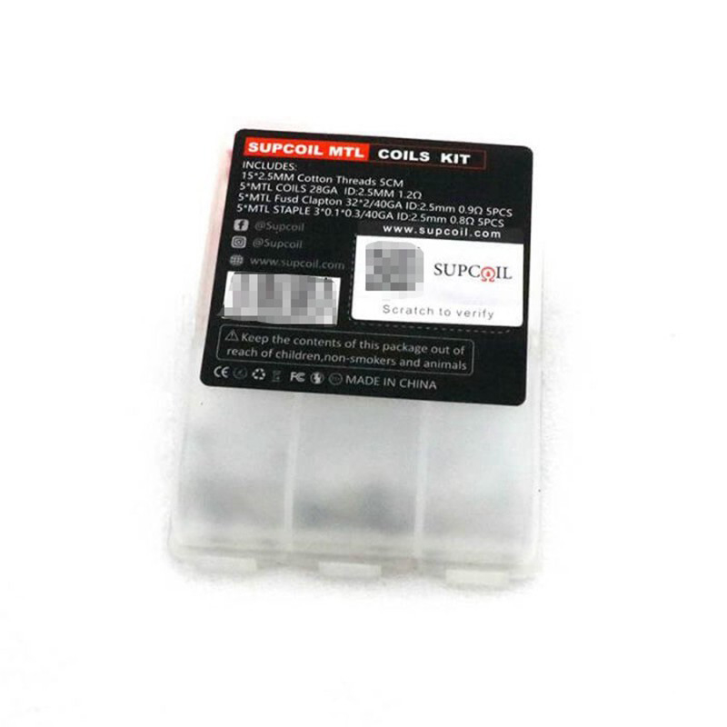 Authentic SUPCOIL MTL Coil + MTL Fused Clapton Coil + MTL Staple Coil Kit - Ni80, 0.8 / 0.9 / 1.2ohm (15 PCS)